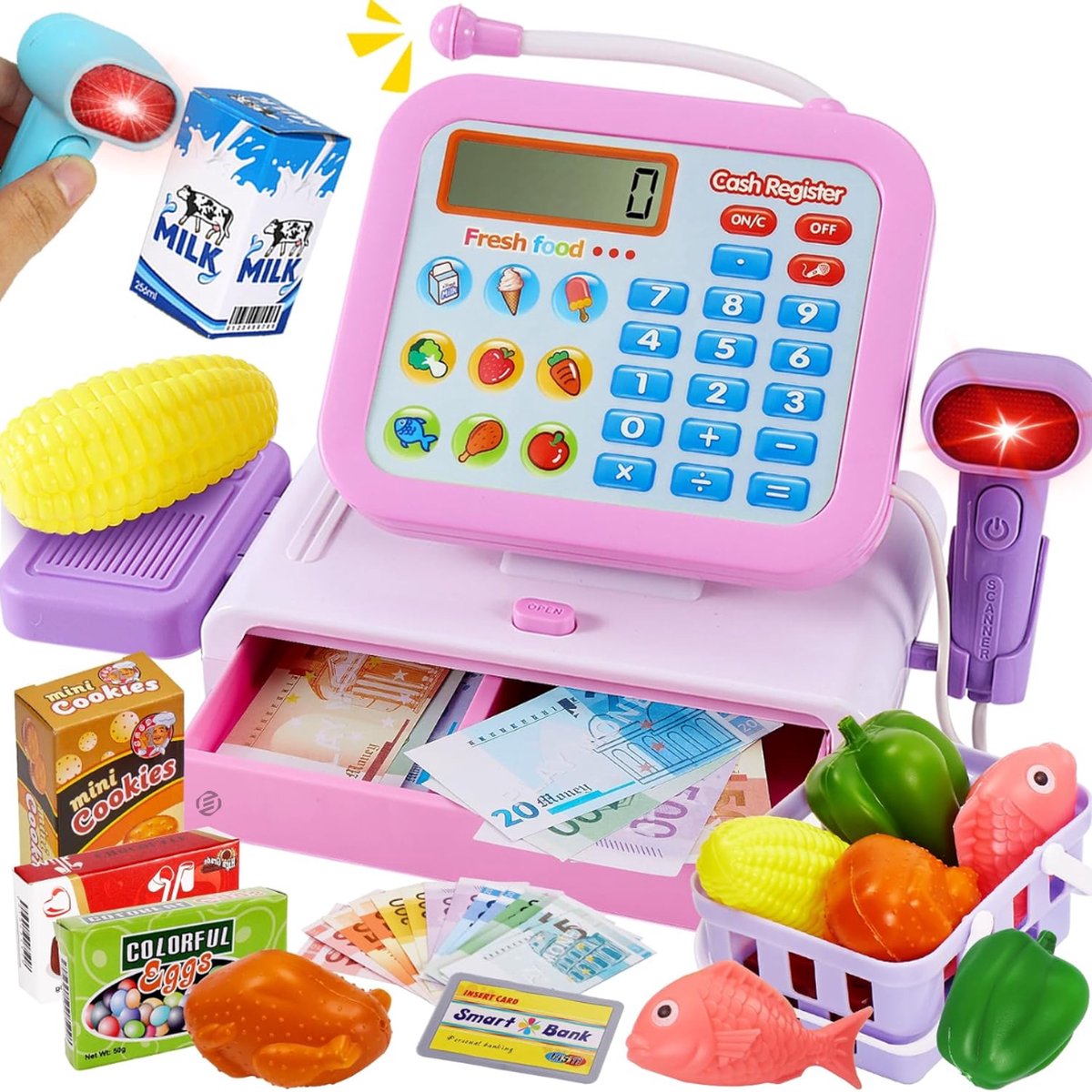 Equivera Speelgoed Kassa - Speelgoedkassa - Met Accessoires - Speelgoed Winkeltje - Speelgoedwinkel