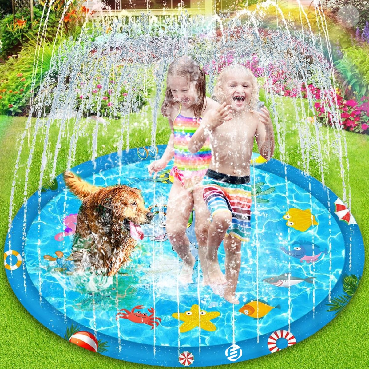 Equivera Sproeiermat - Sproeier mat - Sproeier mat kids - Sprinklermat - Sprinkler mat - Waterspeelmat - Waterspeelgoed kids - Waterspeelgoed kinderen - Waterspeelmat kids - Waterspeelmat hond - Waterspeelmat met Watersproeier