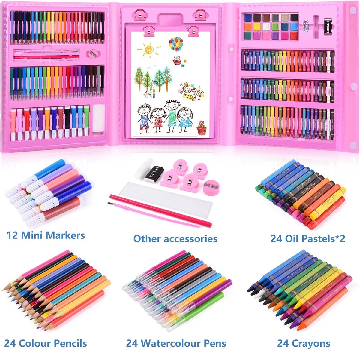 Equivera Tekenkoffer Kinderen - Tekendoos - Tekenkoffer - Tekendoos Kinderen - Kleurkoffer voor Kinderen