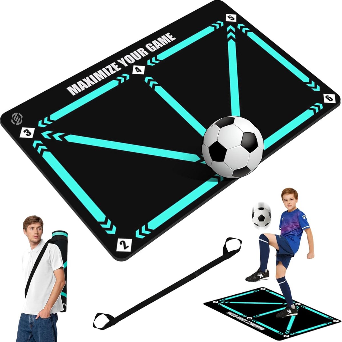 Equivera Voetbalmat - Voetbal Mat - Voetbal Vloerkleed - Voetbal Tapijt - Voetbal Materiaal - Dribbelmat - Voetbal Spullen - Voetbal Trainingsmat