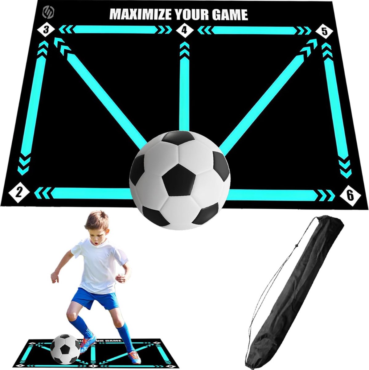 Equivera Voetbalmat - Voetbal Mat - Voetbal Vloerkleed - Voetbal Tapijt - Voetbal Materiaal - Dribbelmat - Voetbal Spullen - Voetbal Trainingsmat