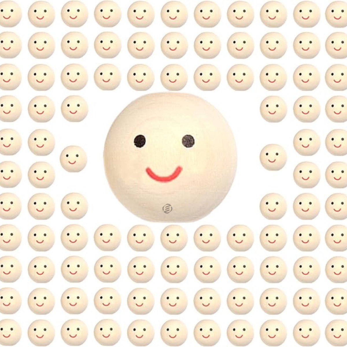 Equivera houten kralen met gezichtje - 100 stuks 20mm houten kralen met 5mm gat - glimlachende houten kralen voor DIY armbanden, kettingen en knutseljuwelen (Model A)