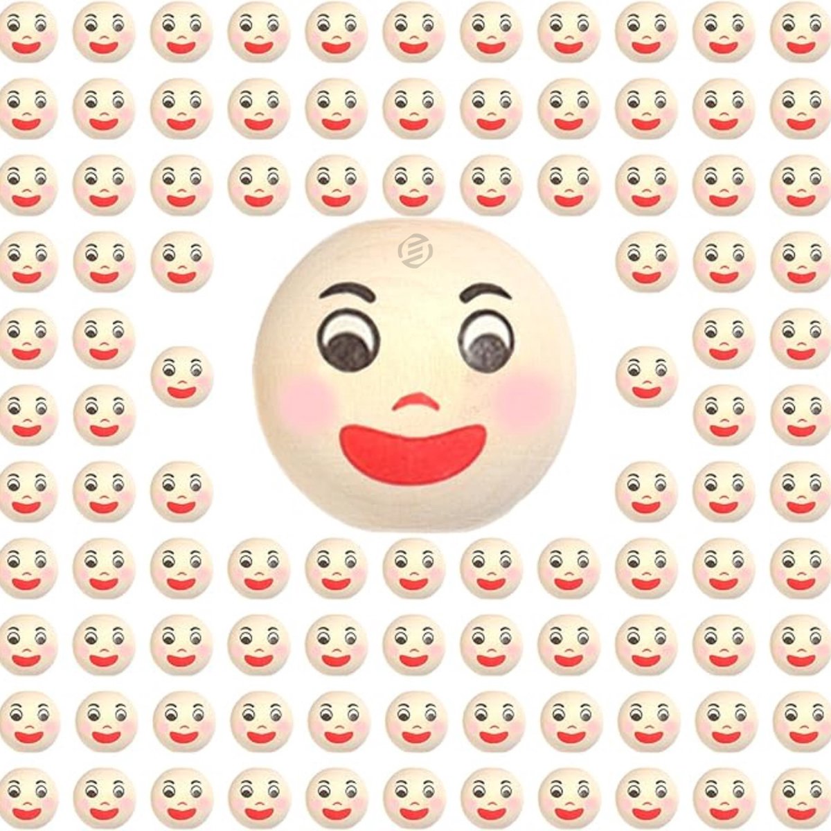 Equivera houten kralen met gezichtje - 100 stuks Smiley Face Houten Kralen - Kralen met Gezicht voor DIY Armbanden, Kettingen en Ambachten (20mm, Gat: 5mm, Model B)