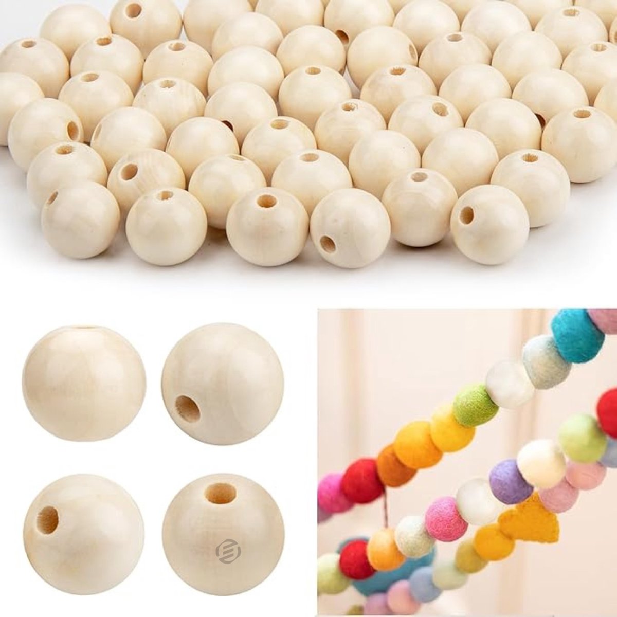   houten kralen met gezichtje - 70 stuks 20mm Houten Kralen - Natuurlijke Ronde Kralen met Gat voor Ambachten, Armbanden, Kettingen, Sieraden en Macramé Beads