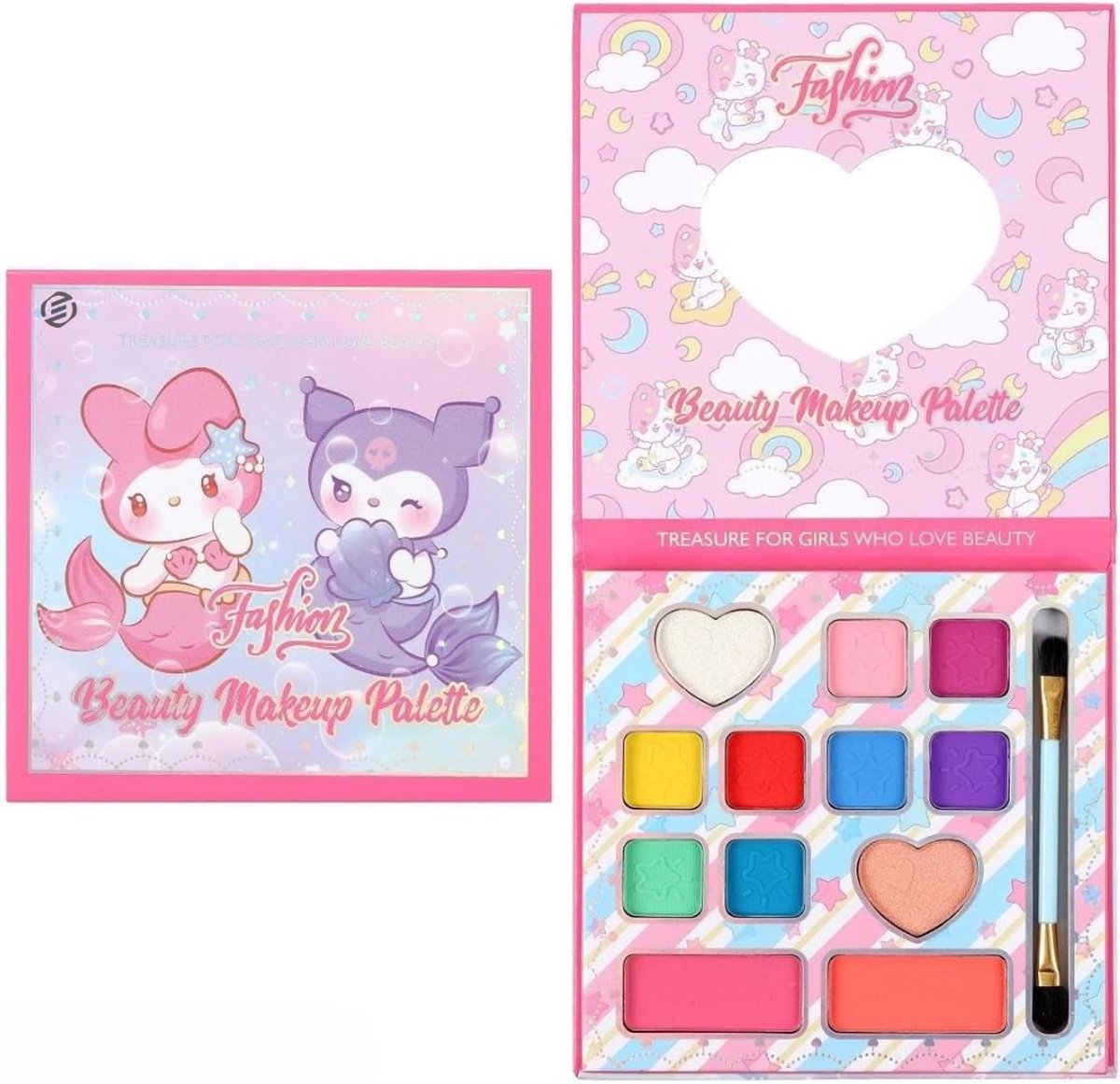 Equivera kinder make up meisje Make-upset voor meisjes - onschadelijke en wasbare kindermake-up - Halloween-make-up voor kinderen - doe-het-zelf prinses kindermake-upset voor meisjes (12 kleuren)