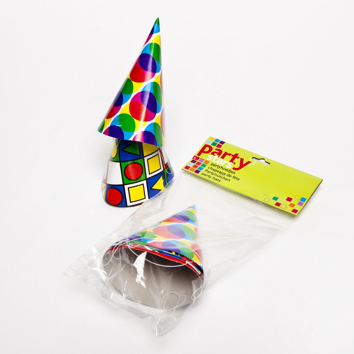   0028048 6stuk(s) Multi kleuren Papier Themafeest feesthoedje