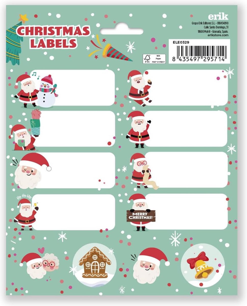 Kerst Etiketten Santa Claus - Cadeaulabels - 24 stuks - Eenvoudig zelfklevend