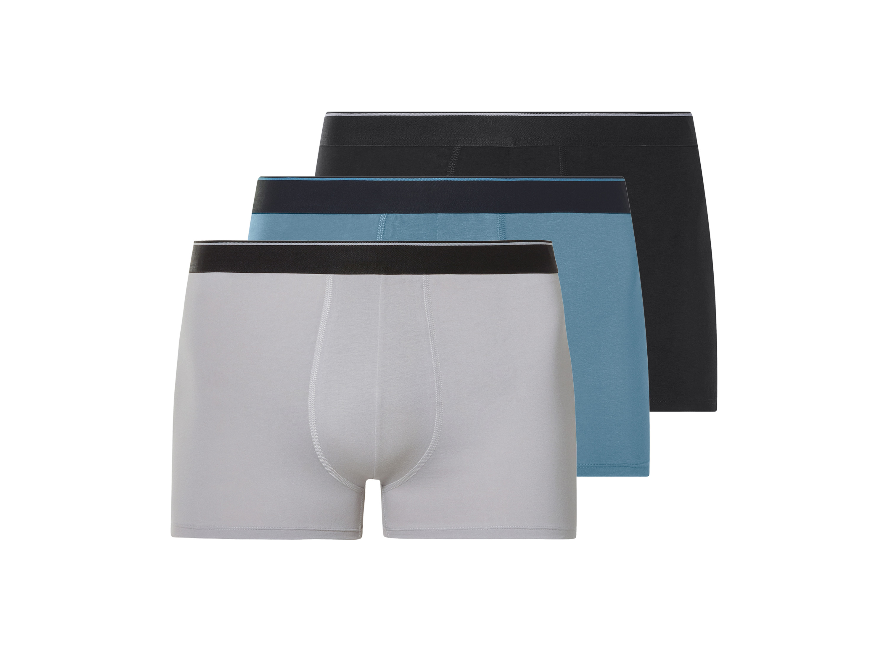 esmara Men 3 Heren boxers - plus size (zwart/blauw/grijs, XXL)