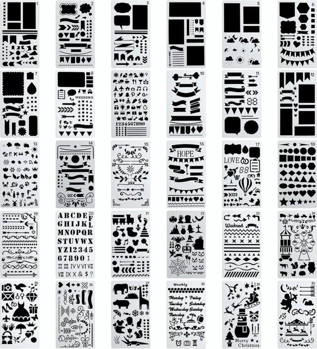 30 stuks - Mijn Bullet Journal Stencils - Bullet Journal Producten