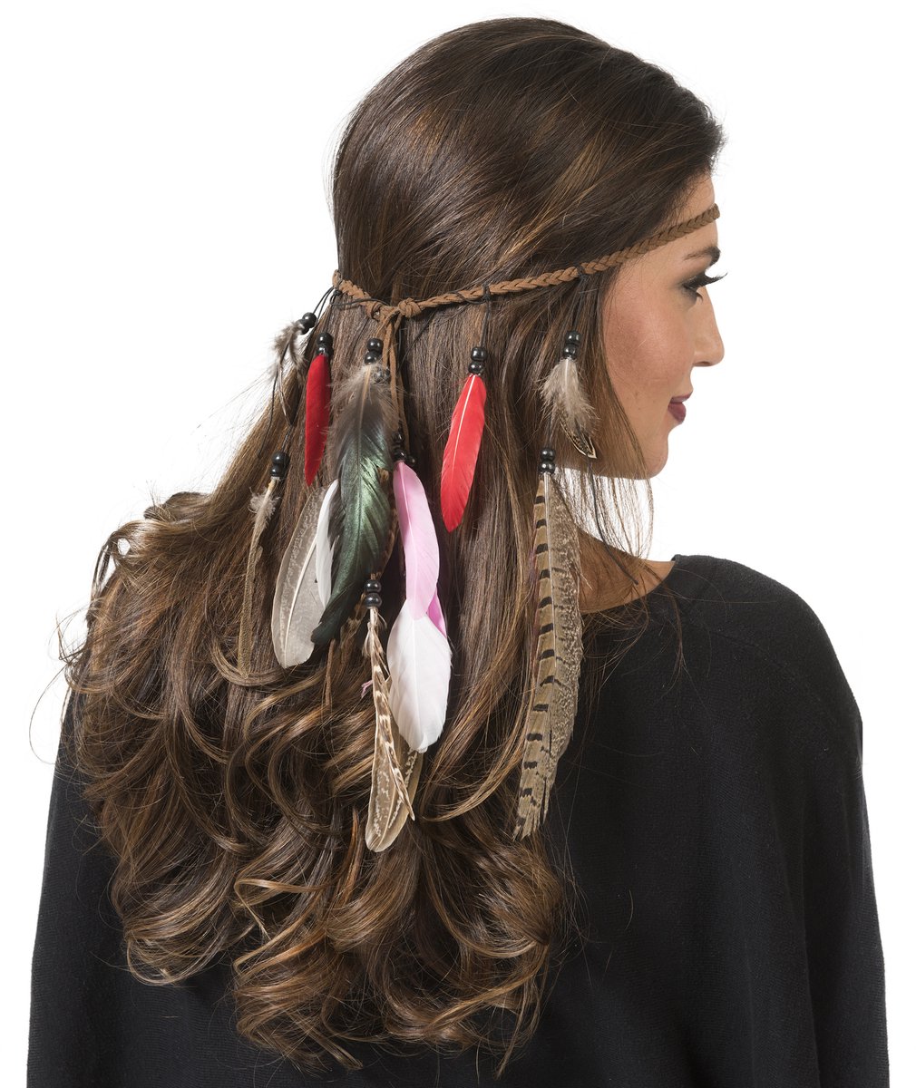 Hoofdband met veertjes Native American Inspired