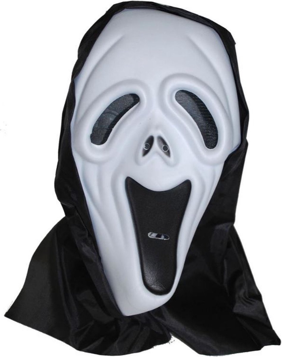 Scream masker met zwarte kap
