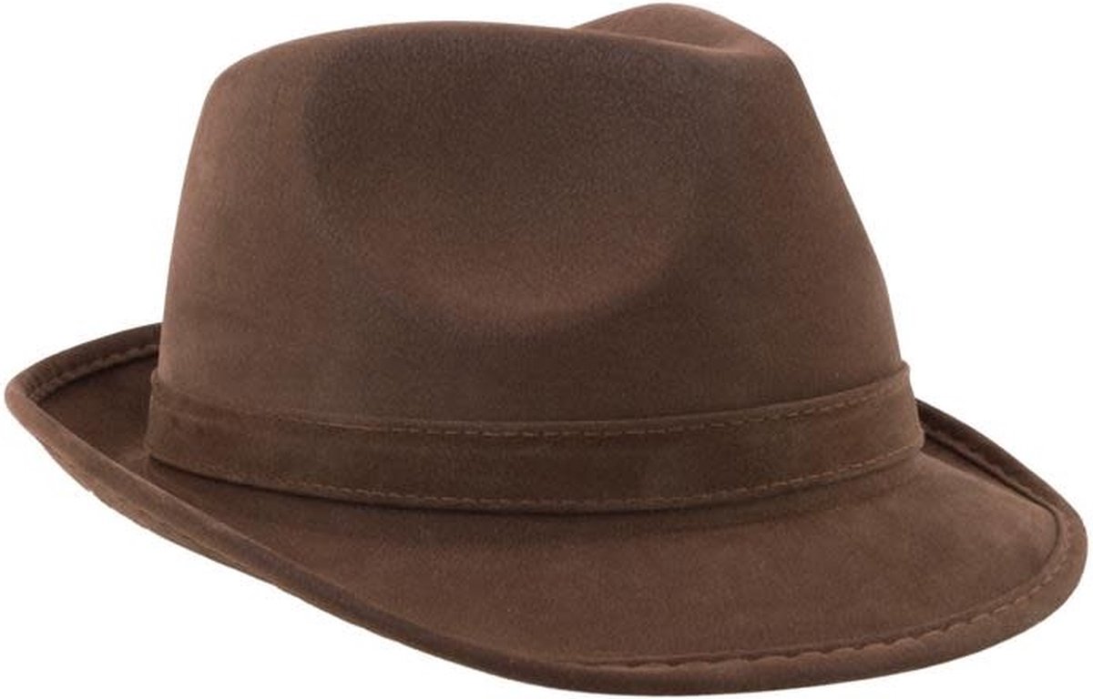 hoed bruin lederlook