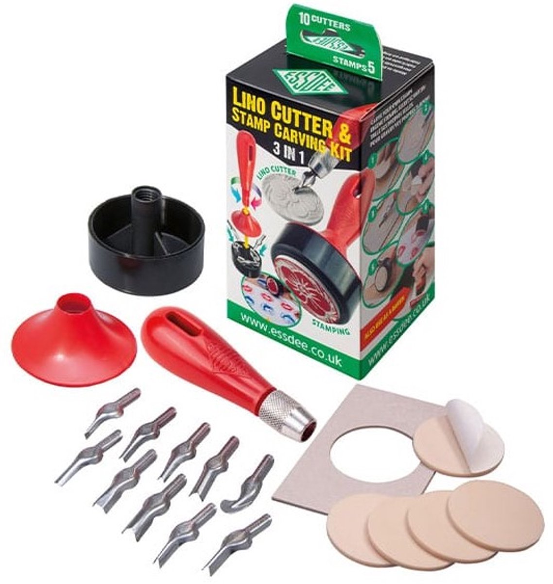 Lino Cutter & Stamp Carving Kit 3 in 1 - 10 mesjes