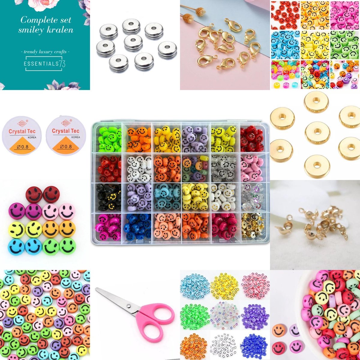 Complete Set Smiley Kralen - Kralenset XL - DIY - Do it yourself - Knutselen - Smileys - Kralen set - Sieraden maken