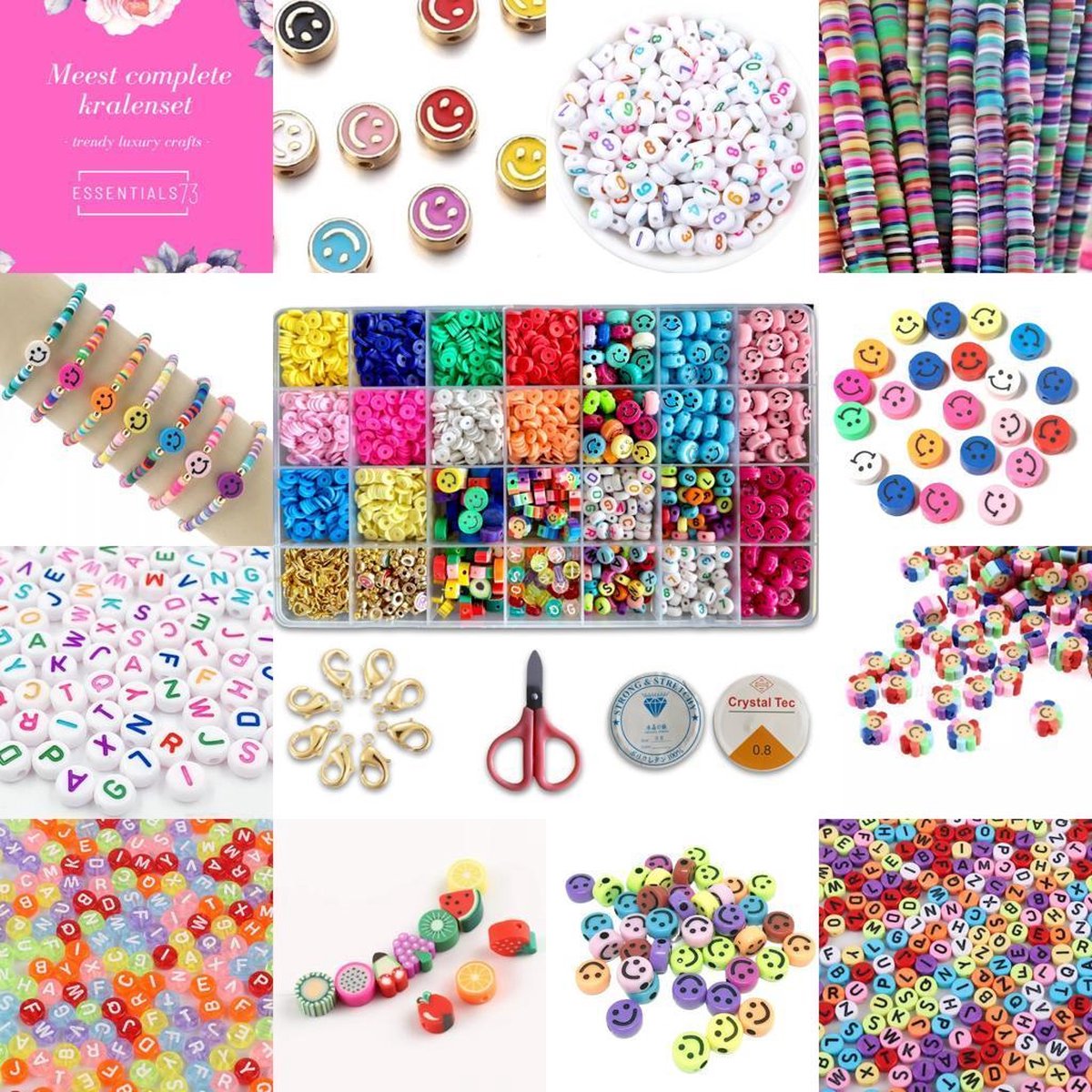 Meest complete Kralenset Smiley Deluxe XXL - Kralen - Smileys - Knutselen - Sieraden maken - Kralen set - DIY - Do it yourself