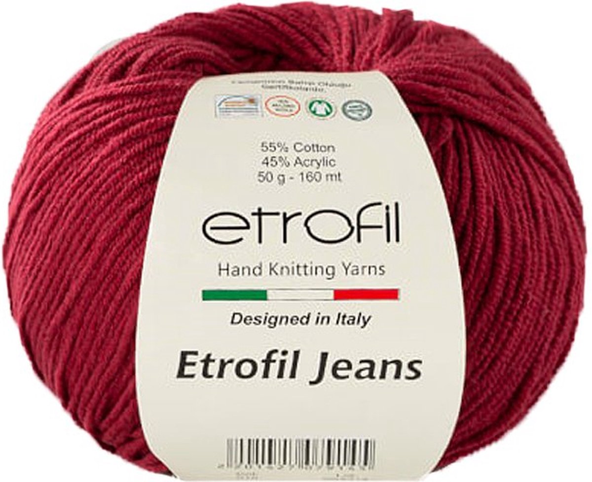 ETROFİL-Haak Garen-Brei Garen-55% Katoen 45% Acryl-Bordeaux