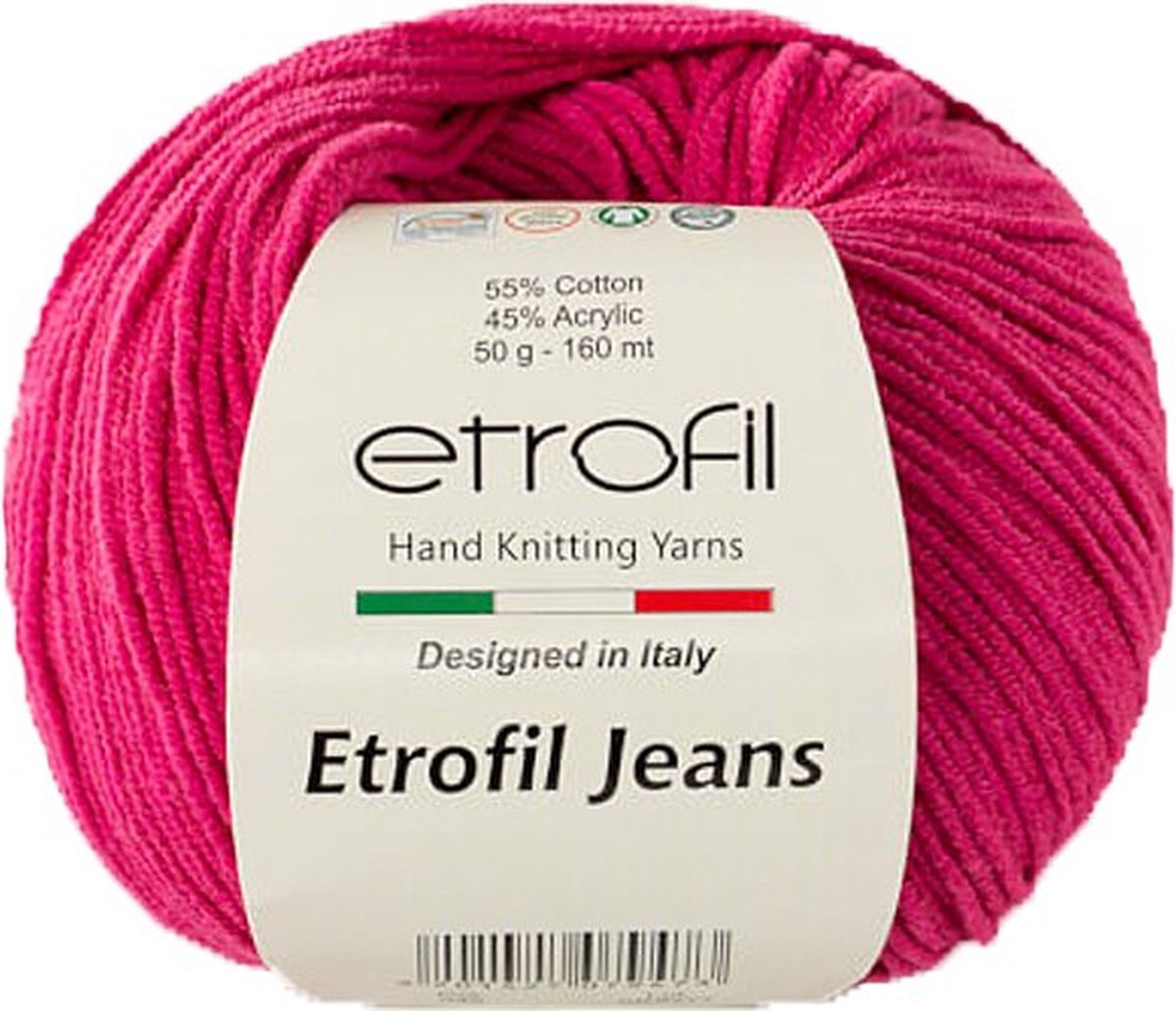 ETROFİL-Haak Garen-Brei Garen-55% Katoen 45% Acryl-Fuchsia