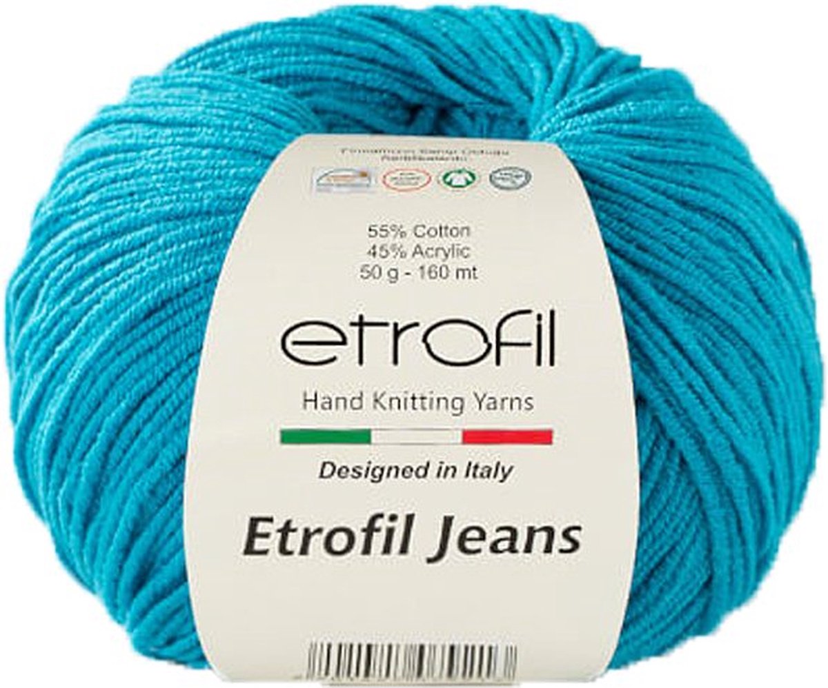 ETROFİL-Haak Garen-Brei Garen-55% Katoen 45% Acryl-Turquoise