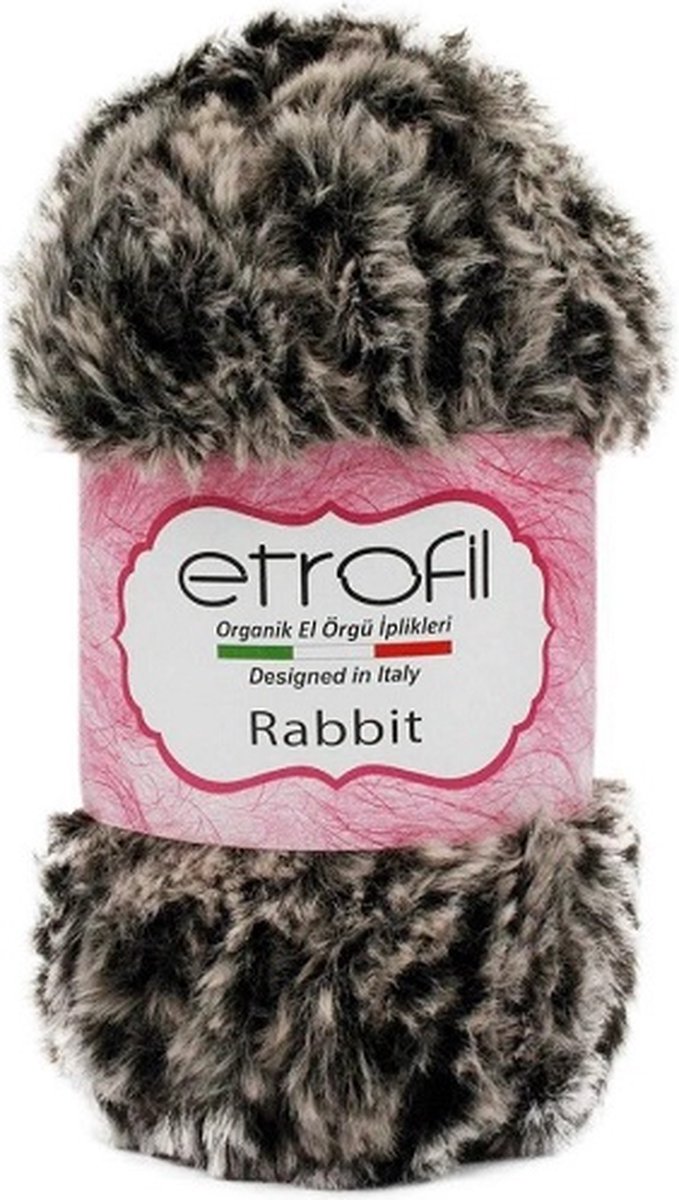 Etrofil Rabbit Bontgaren - Grijs/Bruin - 100% Polyester - 100gr - 65mt - 70714 - gehaakte knuffeldieren - Polyester bontgaren