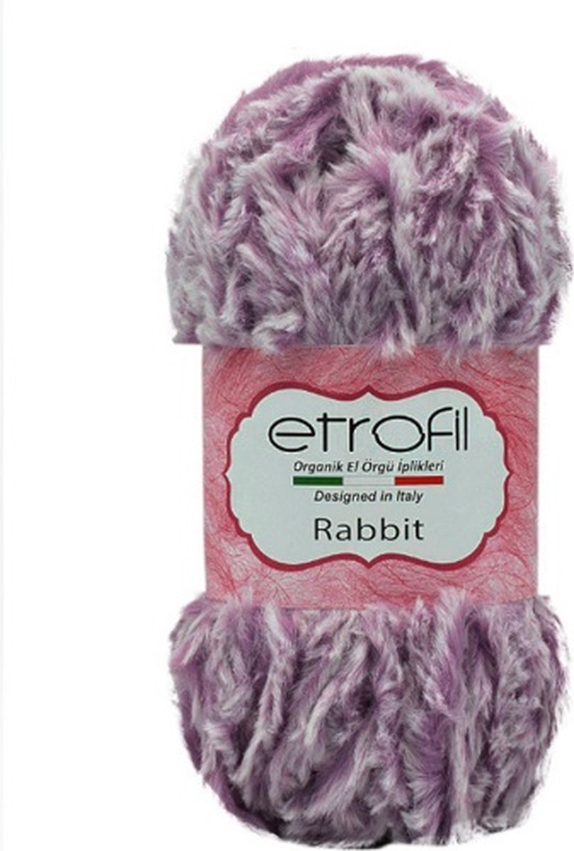 Etrofil Rabbit Bontgaren - Lavendel - 100% Polyester - 100gr - 65mt - 70684 - gehaakte knuffeldieren - Polyester bontgaren