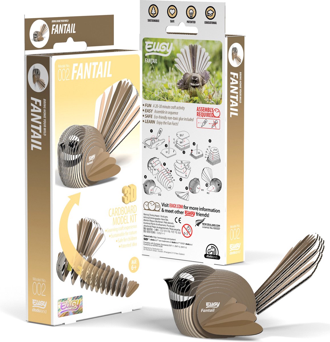 Eugy 3D Model: VOGEL / FANTAIL 9,5x7x5,3cm, in karton, in box, 6+