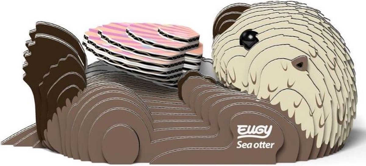 Eugy 3d-puzzel Zeeotter 9 X 4,5 Cm Karton Grijs/wit 60-delig