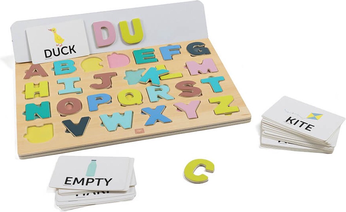 Eurekakids Alfabet Puzzel - Met Magnetische Letters - Engels Leren - Met 49 Oefenkaarten - Hout