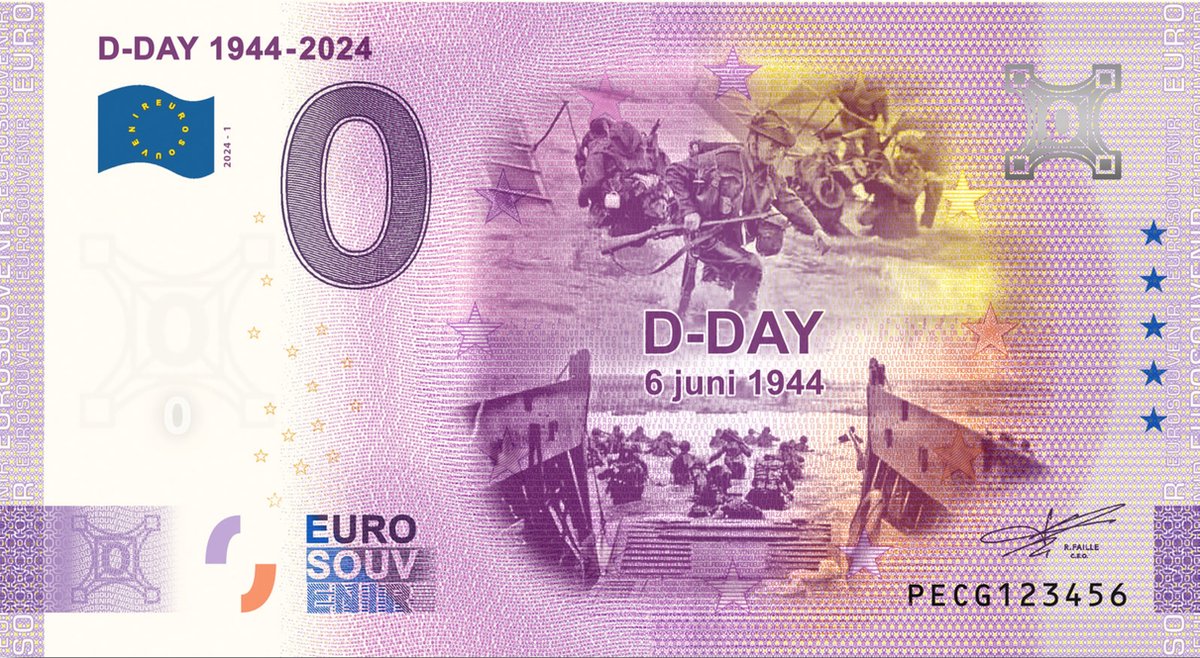 0 Euro biljet Nederland 2024 - D-Day 1944-2024