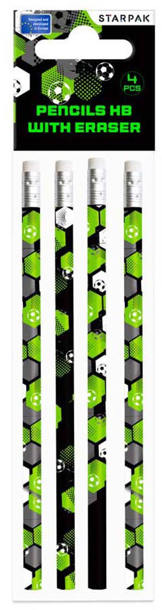 Potloden met Gum Voetbal - 4st.