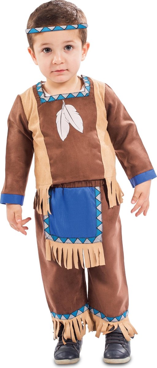 EUROCARNAVALES - Bruin met blauw indianen kostuum voor babys - 6 - 9 maanden (67-69 cm) - Kinderkostuums