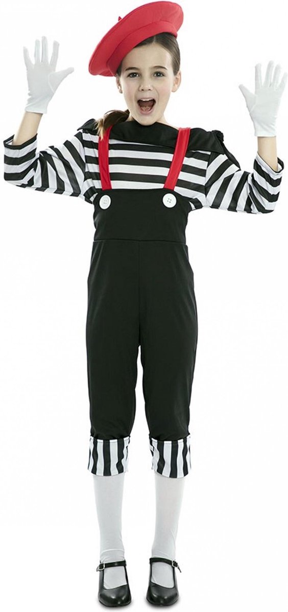 EUROCARNAVALES - Mime kostuum voor meisjes met rode baret - 2 - 4 jaar (92/104) - Kinderkostuums