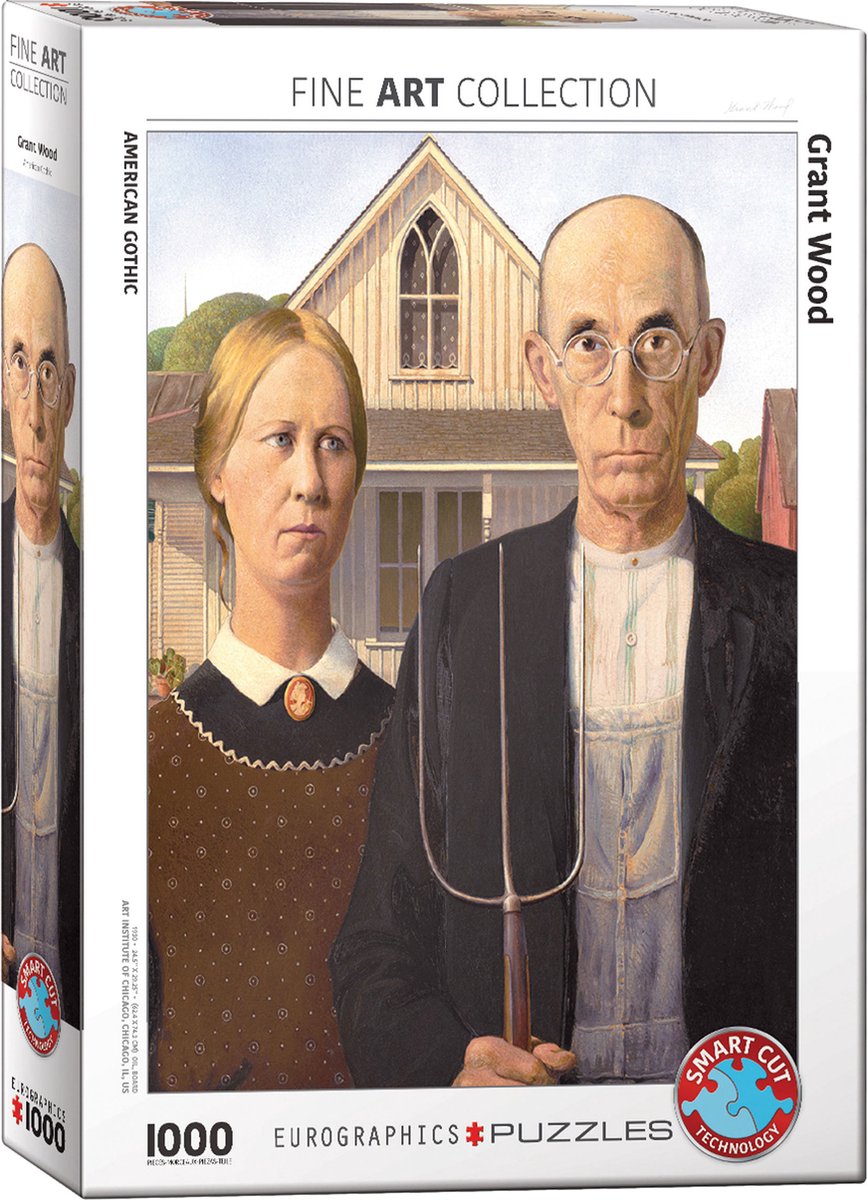 Eurographics legpuzzel Grant Wood American Gothic 1000 stukjes karton.