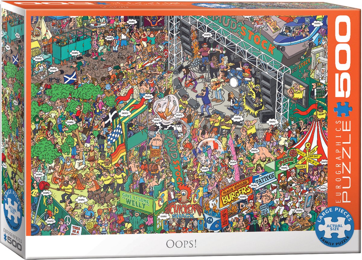 Eurographics puzzel XXL Pieces Oops 500 stukjes karton cartoon.