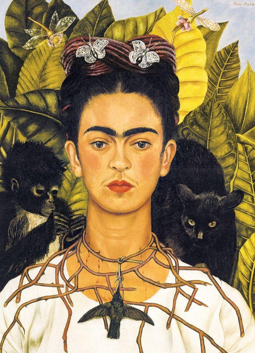 Puzzel 1000 stukjes - Self-Portrait with Thorn Neclace and Hummingbird - Frida Kahlo (1000)