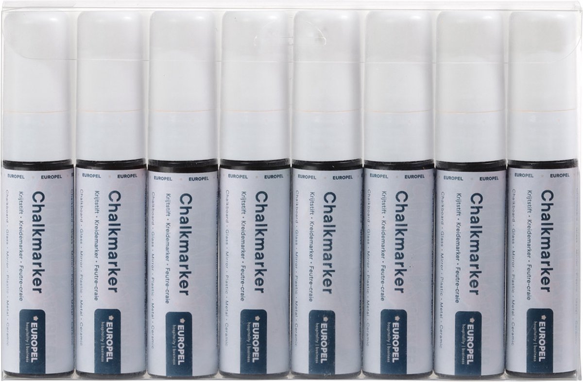 Europel - 15mm - assorti - krijtstiften voor krijtbord - raamstiften - omkeerbare punten - waterbasis - 8 stuks