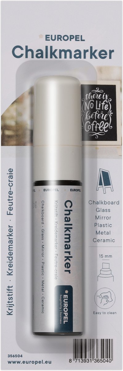 Europel - 15mm - wit - krijtstiften voor krijtbord - raamstiften - omkeerbare punten - waterbasis - 1 stuk