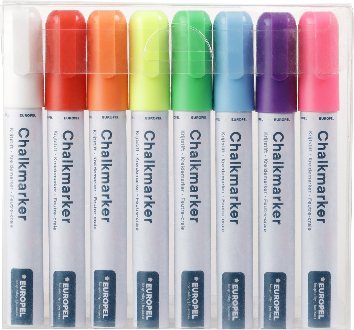 Europel - 6mm - assorti - krijtstiften voor krijtbord - raamstiften - omkeerbare punten - waterbasis - 8 stuks