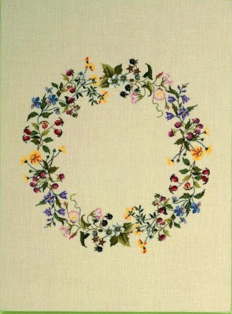 Borduurpakket - Tafelkleed - bloemen en bessen - Eva Rosenstand