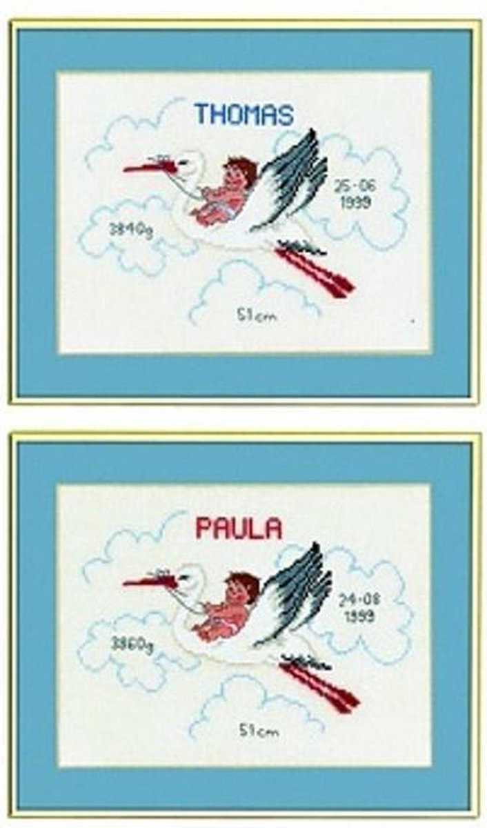 Borduurpakket Geboorte Ooievaar - Eva Rosenstand