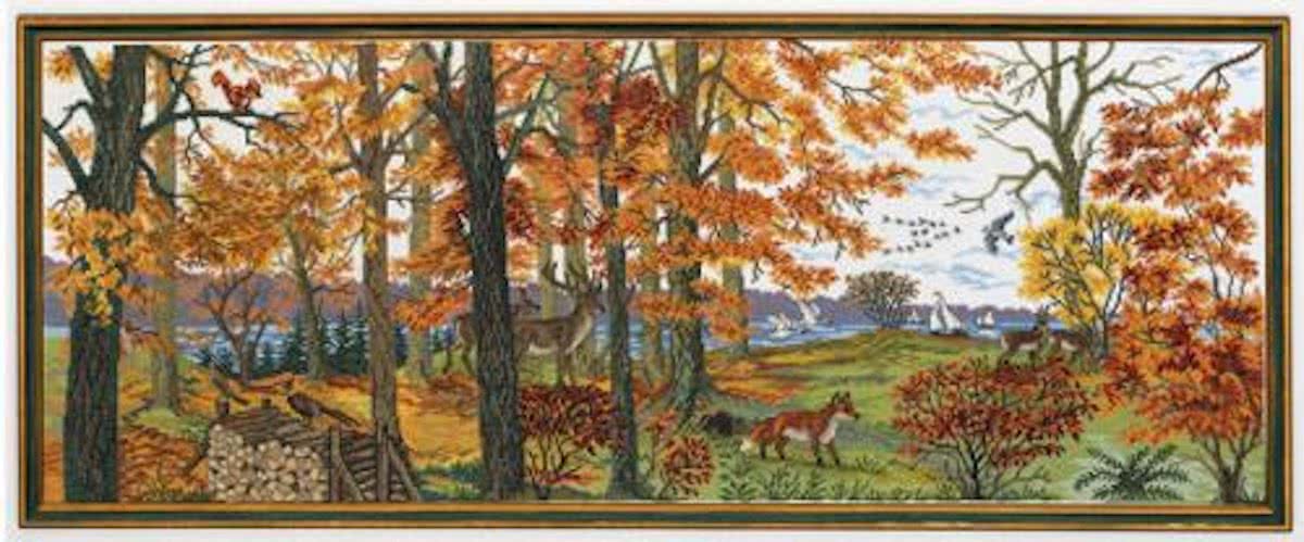 borduurpakket 12-835 herfstlandschap met bosdieren