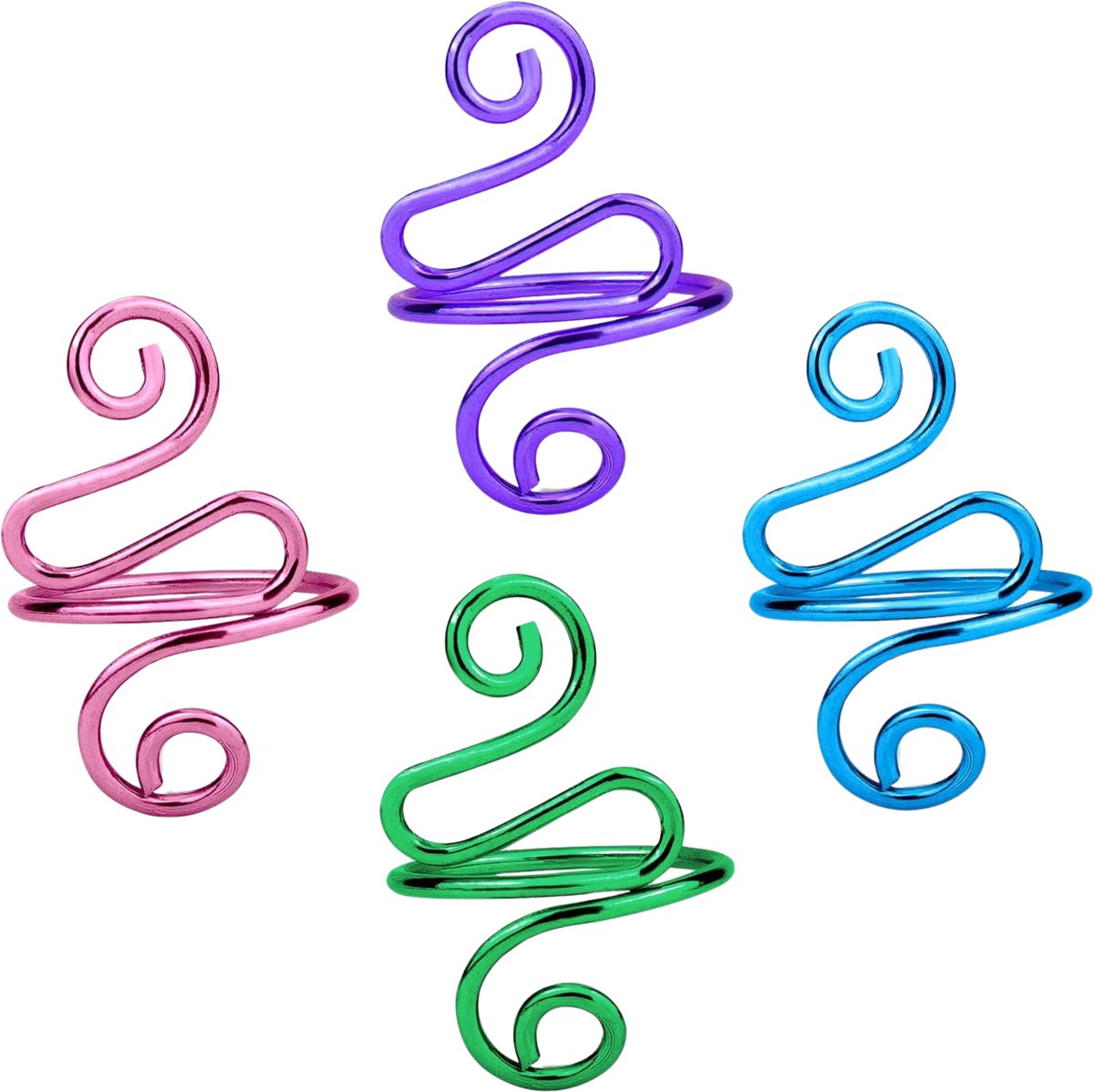 Haakring 4 Stuks – Voor je Vinger - Draadgeleider voor Comfortabel Haken – Verstelbaar – Paars / Groen / Roze / Blauw
