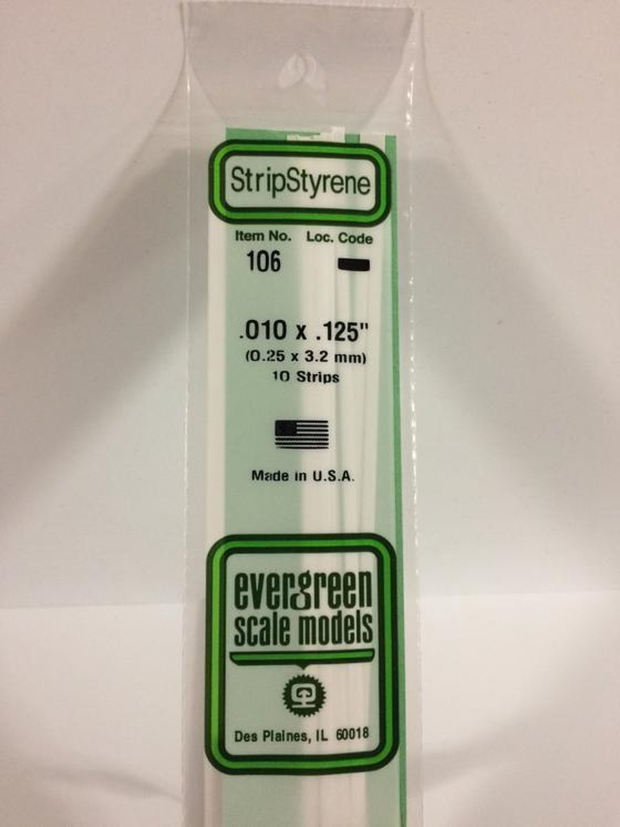 Evergreen Modelbouwdecoratie - 106 Strip 0,25mmX3,2mmX35cm - 10 stuks