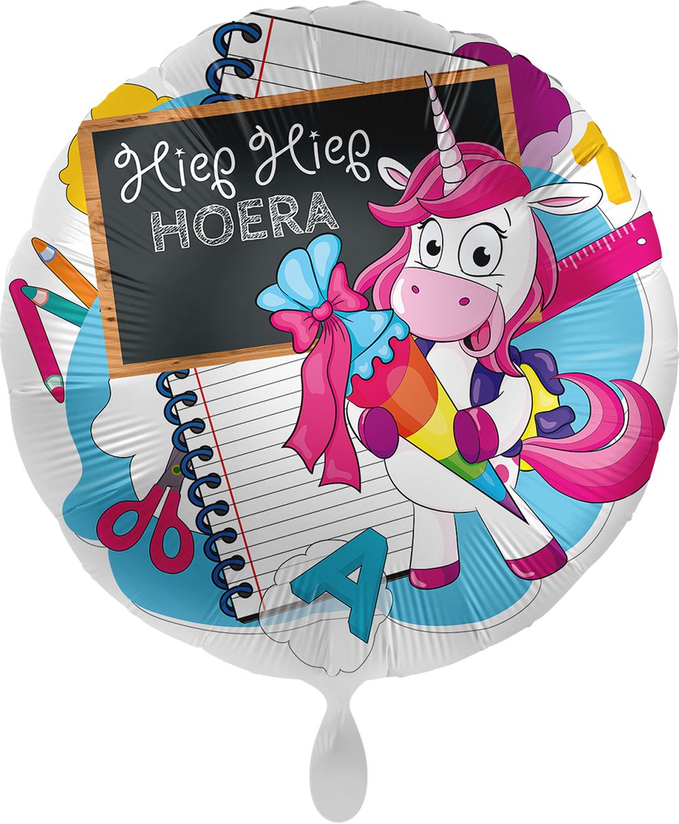 Folieballon Hoera Unicorn - felicitatie