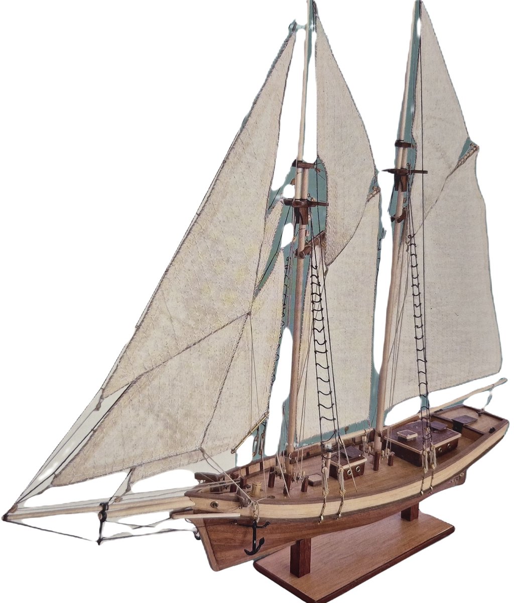 Modelbouw DIY Schip Platbodem Pailebote Mistral van hout