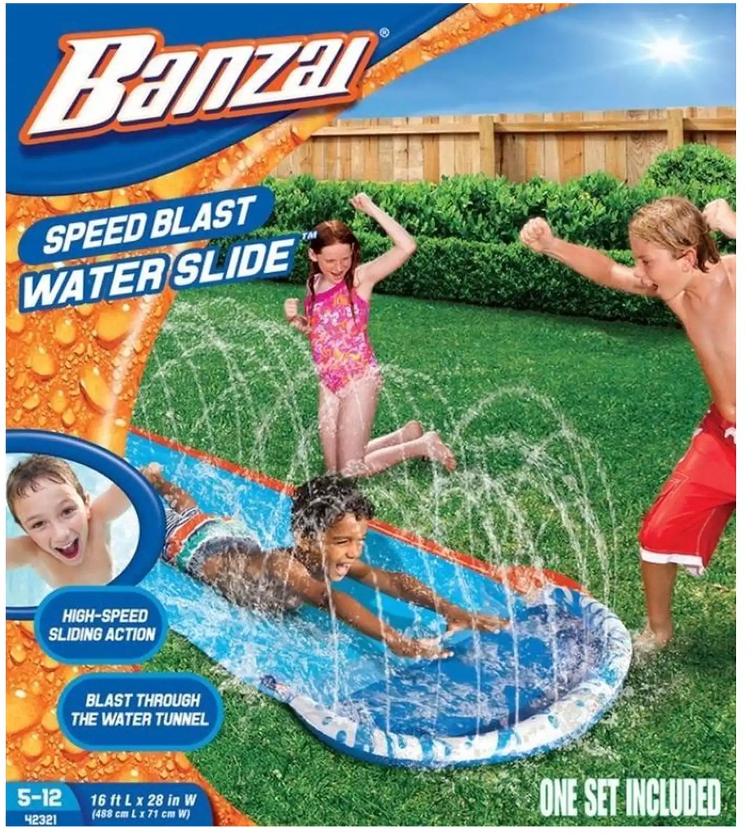 Speed Blast buikschuifbaan - Waterglijmat - 488 cm