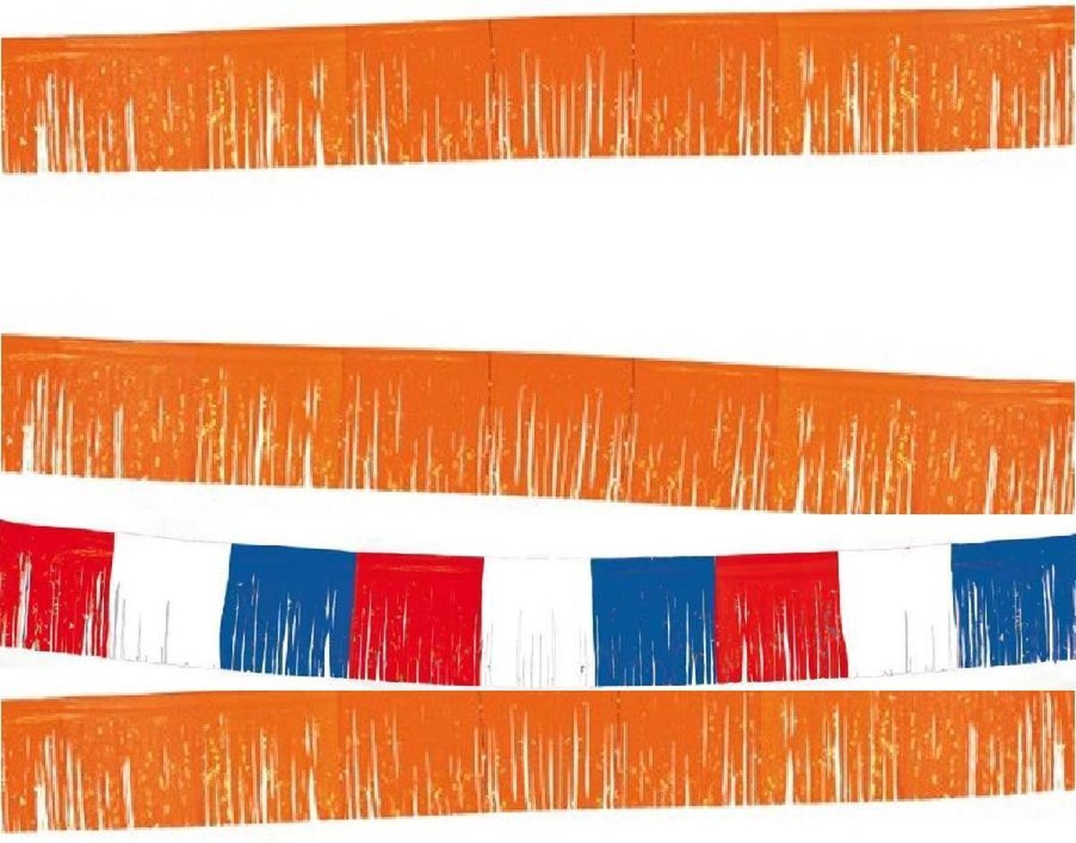 XXL Holland en Oranje Franje Slinger - Slingers - Vlaggenlijn - EK accessoires - Oranje versiering - EK 2021 - EK voetbal - 30 x 1 meter!