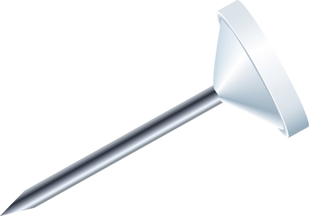 Exacompta Doos met 100 prikbordspelden met platte kop effen - punthoogte 8mm - 5mm diameter - Wit - 14500E