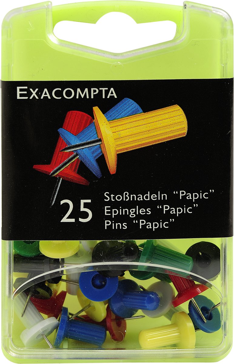 Exacompta Doos met 25 prikbordspelden Papic - punthoogte 7mm - 10mm diameter - Geassorteerd - 14920E