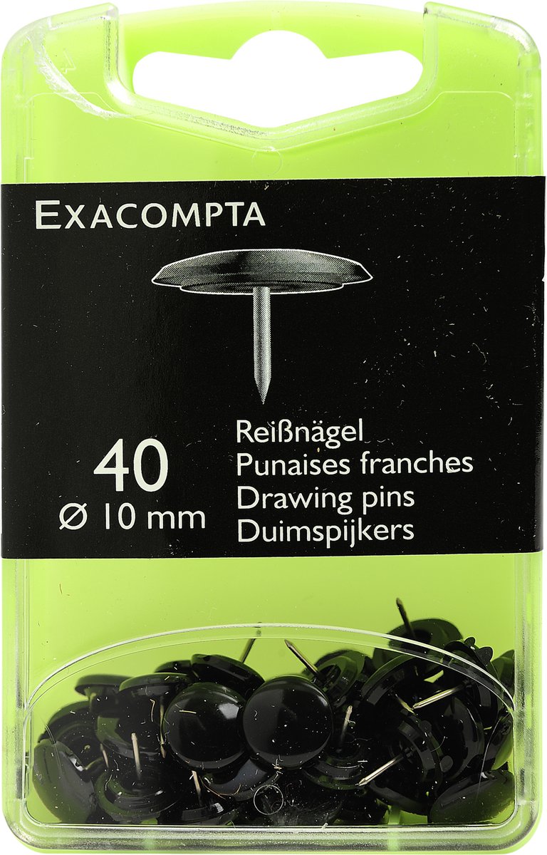 Exacompta Doos met 40 duimspijkers - punthoogte 7mm - 10mm diameter - Zwart - 14021E