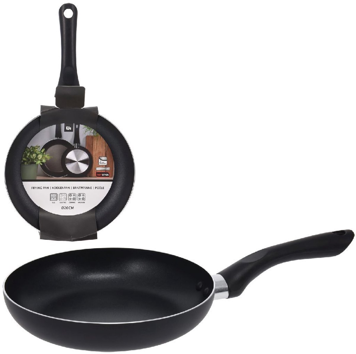 Excellent Houseware Koekenpan 20 cm Aluminium/Zwart